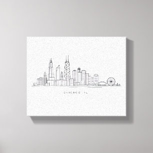 Toile Illustration du paysage urbain de Chicago IL