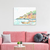 Toile Illustration du port de Porofino (Insitu(Salon))