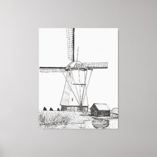 Toile Illustration du stylo Pays-Bas Windmill et de l'en (Recto)