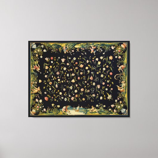 Toile Illustration du tapis de table floral antique (Recto)