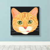 Toile Illustration du visage de chat orange mignon (Insitu (Plancher de Bois))