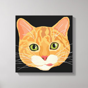 Toile Illustration du visage de chat orange mignon