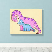 Toile Illustration D'Un Brachiosaurus Mère Et Enfant. (Insitu (Plancher de Bois))