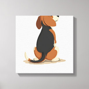 Toile Illustration d'un chien Beagle vintage vu de dos A