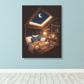 Toile Illustration d'un coin de lecture confortable dans (Insitu (Plancher de Bois))