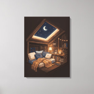 Toile Illustration d'un coin de lecture confortable dans