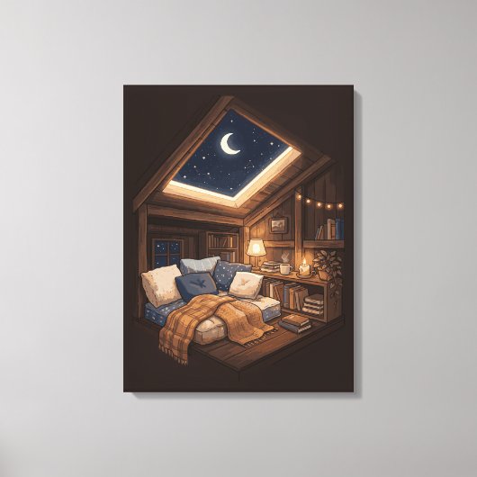 Toile Illustration d'un coin de lecture confortable dans (Recto)