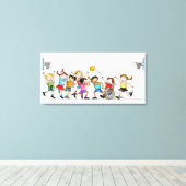 Toile Illustration d'un groupe d'enfants comprenant un (Insitu (Plancher de Bois))