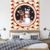 Toile Illustration d'un mignon lapin de neige rose pour (Insitu(Chambre))