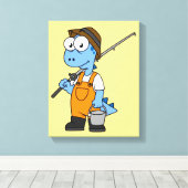 Toile Illustration D'Un Pêcheur D'Allosaurus. (Insitu (Plancher de Bois))