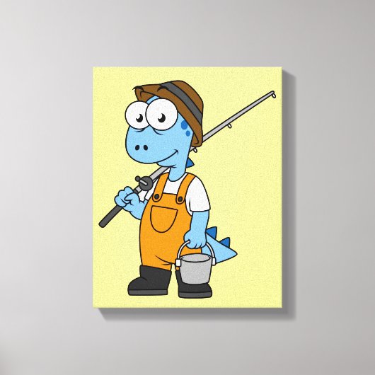 Toile Illustration D'Un Pêcheur D'Allosaurus. (Recto)