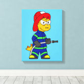 Toile Illustration D'Un Pompier Tyrannosaurus Rex. (Insitu (Plancher de Bois))