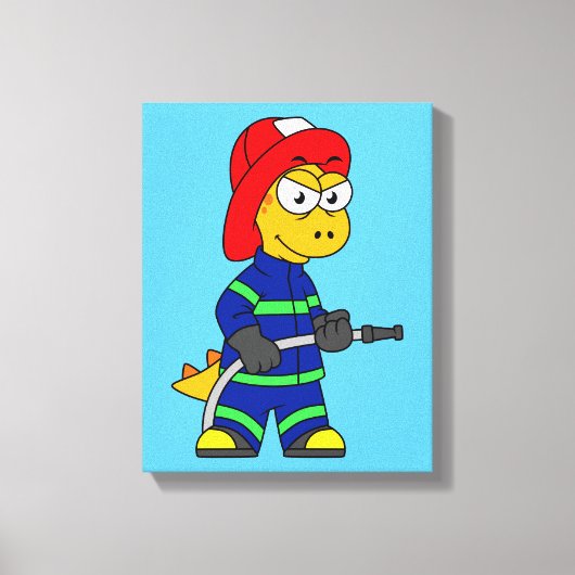 Toile Illustration D'Un Pompier Tyrannosaurus Rex. (Recto)