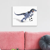 Toile Illustration D'Un Raptor Dinosaure Jouant Au Footb (Insitu(Salon))