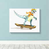 Toile Illustration D'Un Raptor Skateboard. (Insitu (Plancher de Bois))