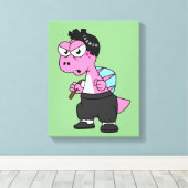 Toile Illustration D'Un Spinosaurus Bruce Lee. (Insitu (Plancher de Bois))