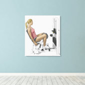 Toile Illustration d'une femme utilisant un ravisseur de (Insitu (Plancher de Bois))
