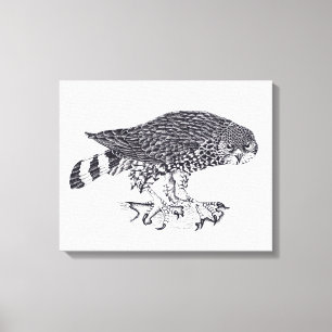 Toile Illustration en noir et blanc de la Buse de Bruant
