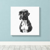 Toile Illustration graphique monochrome de chien Boxer v (Insitu (Plancher de Bois))