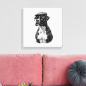 Toile Illustration graphique monochrome de chien Boxer v (Insitu(Salon))
