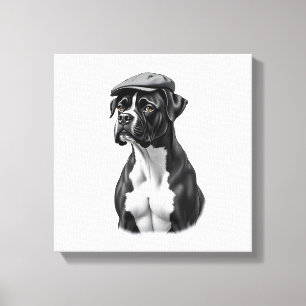 Toile Illustration graphique monochrome de chien Boxer v