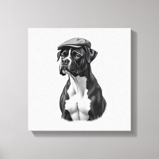 Toile Illustration graphique monochrome de chien Boxer v (Recto)