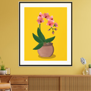 Toile Illustration moderne de l'orchidée au milieu du si