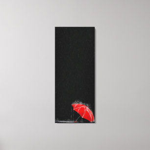 Toile Illustration Perdu Parapluie rouge dans la pluie
