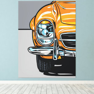 Toile Illustration Pop Art Avant d'une voiture de sport