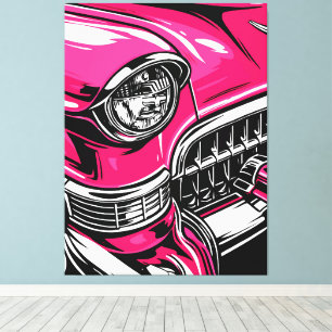 Toile Illustration Pop Art Avant d'une voiture rétro ros