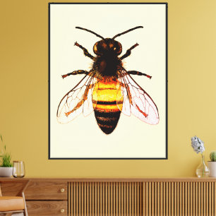 Toile Illustration réaliste d'art d'abeille à miel