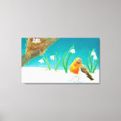 Toile Illustration Red Robin Spring Snowdrops (Recto)