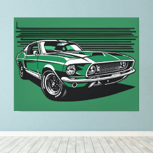 Toile Illustration rétro de pop art latérale de muscle c