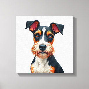 Toile Illustration Rétro Portrait de Chien Coloré Vintag