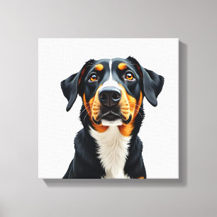 Toile Illustration Rétro Portrait de Chien Coloré Vintag