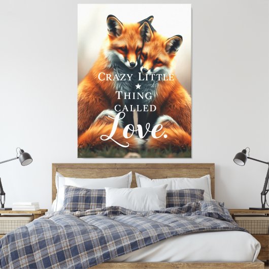Toile Illustration romantique Fox Love (Insitu(Chambre))