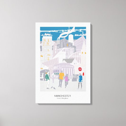Toile Illustration Skyline Manchester Canvas (Recto)
