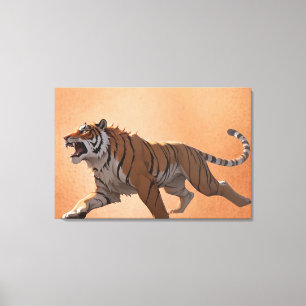 Toile Illustration vectorielle d'anime de tigre rugissan