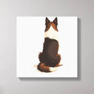 Toile Illustration vintage de Border Collie vu de dos