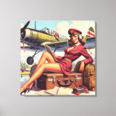 Toile Illustration vintage de l'inclinaison de l'avion (Recto)