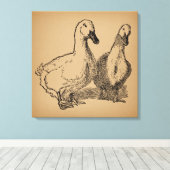Toile Illustration vintage Duck Art Two Ducks (Insitu (Plancher de Bois))