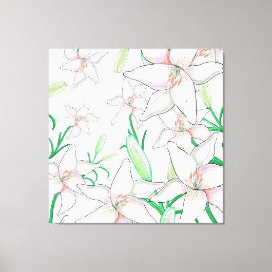Toile Illustration White Lilies (Recto)