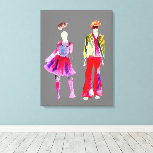 Toile Illustrations de mode figures art aquarelle (Insitu (Plancher de Bois))