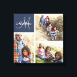 Toile Image de la famille personnalisée Collage de photo<br><div class="desc">Image de la famille personnalisée Collage de photos Canvas Imprimer | Preppy Navy Blue. Elke Clarke © pour Monogram Gallery. Elégant modèle d'impression murale en toile monogrammée vous pouvez customiser avec 3 (trois) de vos propres photos de famille arrangées dans un collage photo. Personnalisez avec le nom de famille écrit...</div>