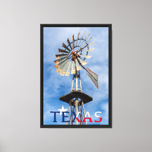 Toile Image du Texas, moulin à vent et logo du Texas