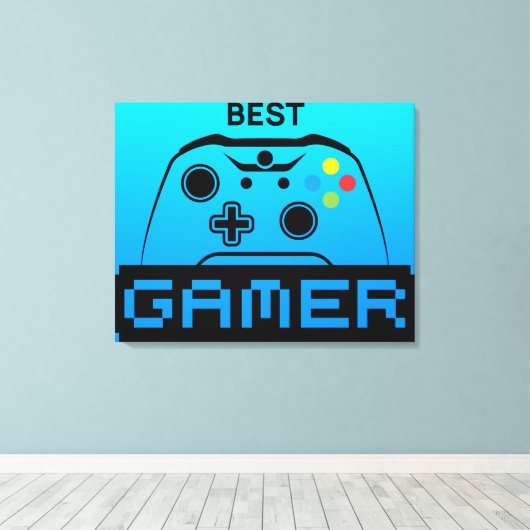 Toile Image of Game Controller and Best Gamer Text (Insitu (Plancher de Bois))