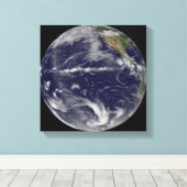 Toile Image satellite de la Terre (Insitu (Plancher de Bois))