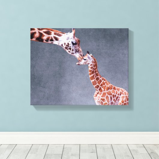 Toile Images Getty | Mère et bébé Giraffe (Insitu (Plancher de Bois))