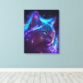 Toile Imaginaire Abstrait Cute Galaxy Space Kitty Chat (Insitu (Plancher de Bois))