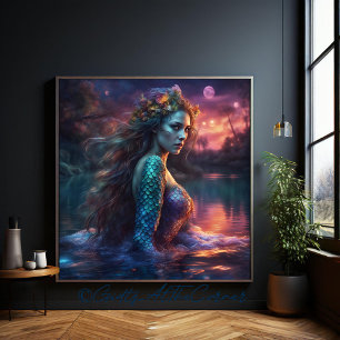 Toile Imaginaire Belle Princesse Siren Mermaid Sur Un La